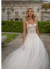Beaded Lace Mini Wedding Dress With Tulle Skirt